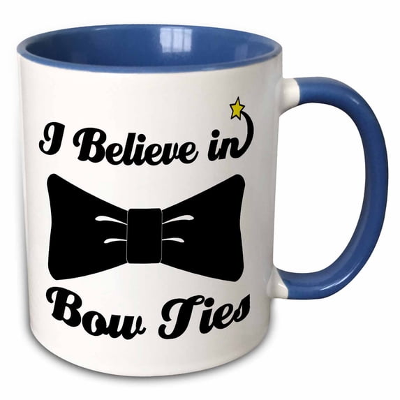 3drose, I Believe in Bow Ties, 15oz Two-tone Blue Mug