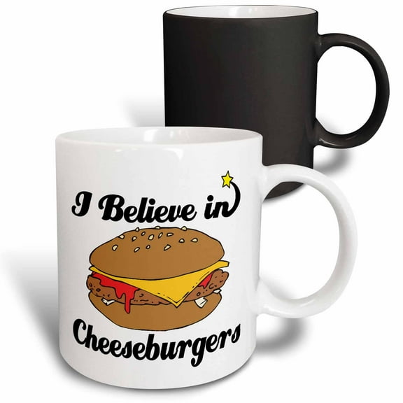 3drose, I Believe in Cheeseburgers, 11oz Magic Transforming Mug