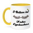 thumbnail image 1 of 3dRose, I Believe In Fake Eyelashes, 15oz Two-Tone Yellow Mug, 1 of 7