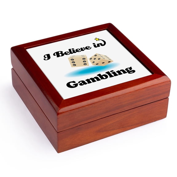 3dRose, I Believe In Gambling, Jewelry Box 5.5x5.5 inch with 4 inch tile