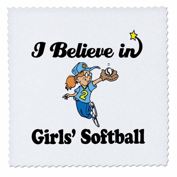 3dRose, I Believe In Girls Softball, 6x6 inch quilt square