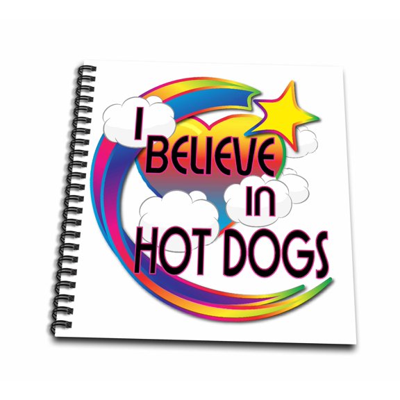 3dRose, I Believe In Hot Dogs Cute Believer Design, Memory Book 12 x 12 inch