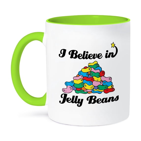 3dRose, I Believe In Jelly Beans, 11oz Two-Tone Green Mug