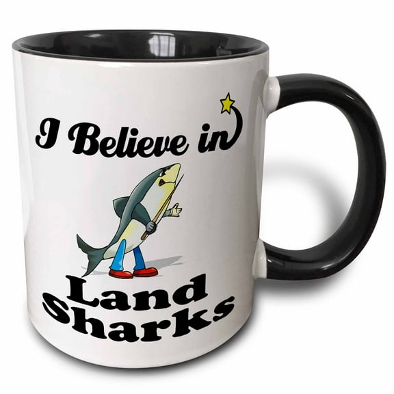 3drose, I Believe in Land Sharks, 11oz Two-tone Black Mug