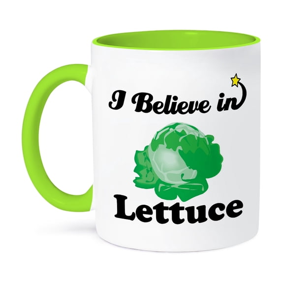 3dRose, I Believe In Lettuce, 15oz Two-Tone Green Mug