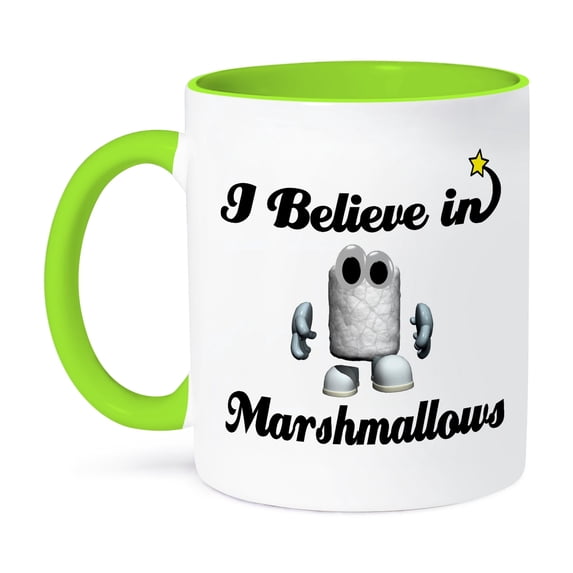 3dRose, I Believe In Marshmallows, 11oz Two-Tone Green Mug