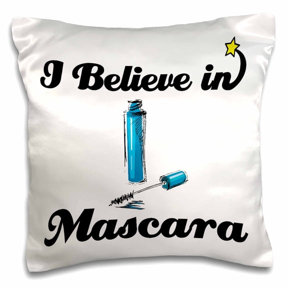 3dRose, I Believe In Mascara, 16x16 inch Pillow Case