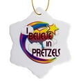 thumbnail image 1 of 3drose, I Believe in Pretzels Cute Believer Design, 3 inch Snowflake Porcelain Ornament, 1 of 7