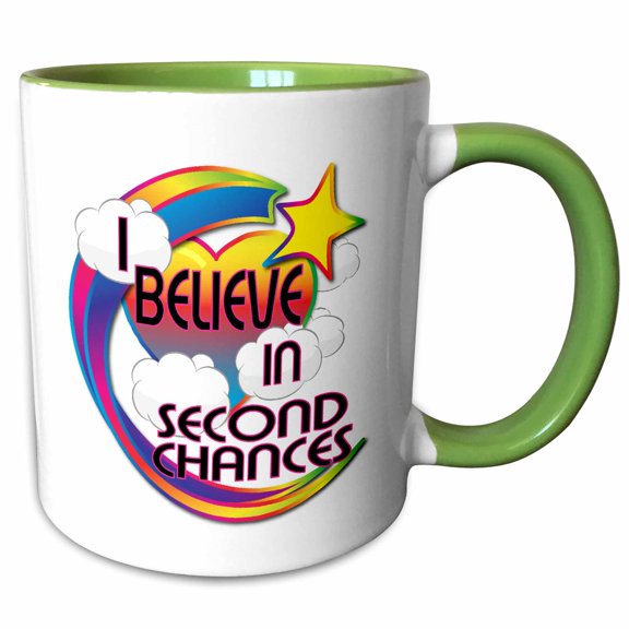 3drose, I Believe in Second Chances Cute Believer Design, 15oz Two-tone Green Mug