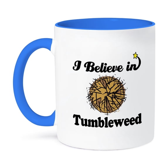 3dRose, I Believe In Tumbleweed, 11oz Two-Tone Blue Mug