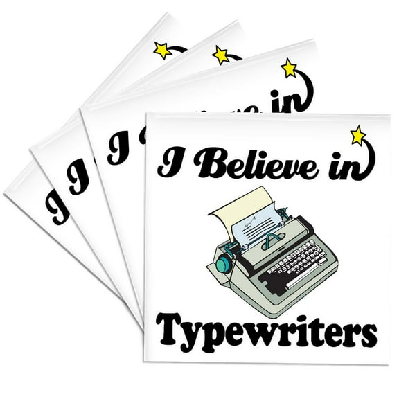 3dRose, I Believe In Typewriters, Set of 4 Ceramic Tile Coasters