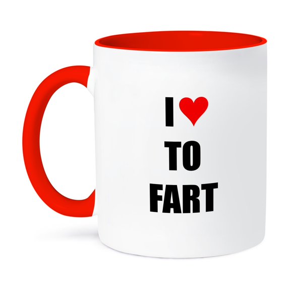 3dRose, I HEART TO FART, 11oz Two-Tone Red Mug