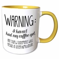 3drose, I Havent Had My Coffee Yet Funny Warning, 15oz Two-tone Yellow Mug