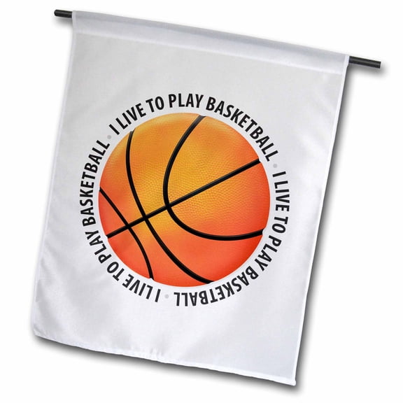 3dRose, I Live To Play Basketball - text around basketball, 12 x 18 inch Garden Flag