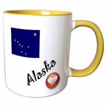 3drose, I Love Alaska, 11oz Two-tone Yellow Mug