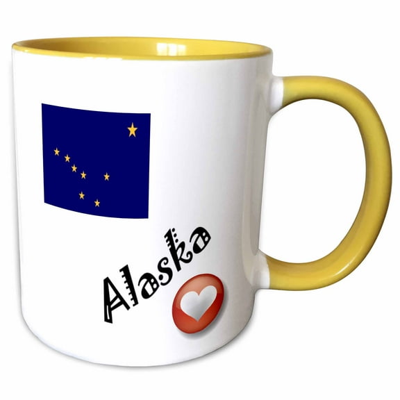 3drose, I Love Alaska, 11oz Two-tone Yellow Mug