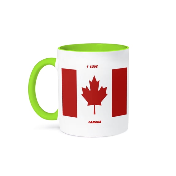 3dRose, I Love Canada, 15oz Two-Tone Green Mug