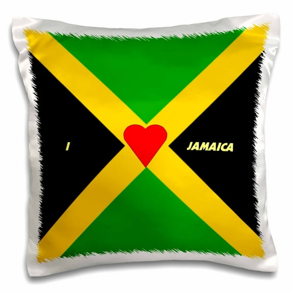 3dRose, I Love Jamaica, 16x16 inch Pillow Case