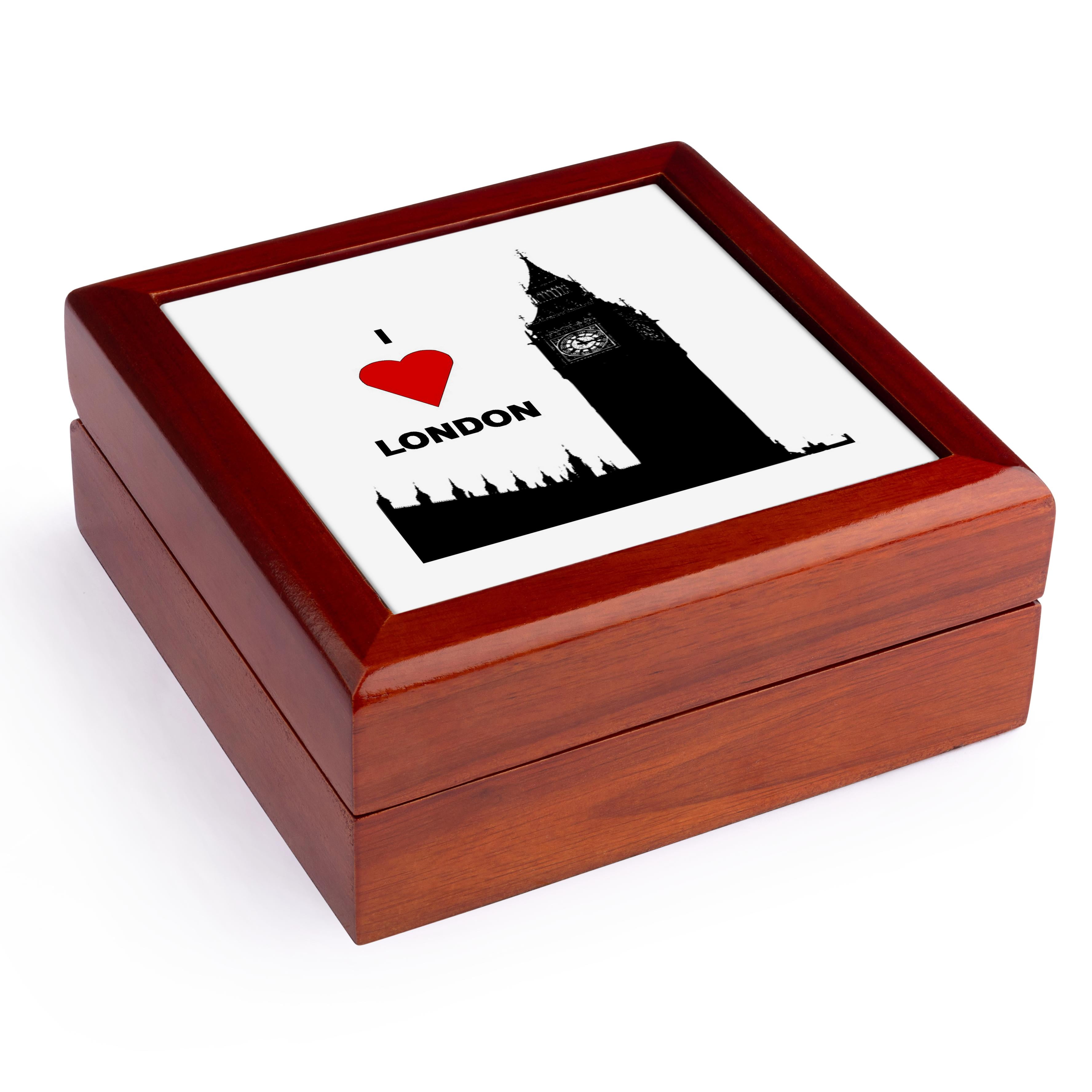 3dRose, I Love London, Jewelry Box 5.5x5.5 inch with 4 inch tile