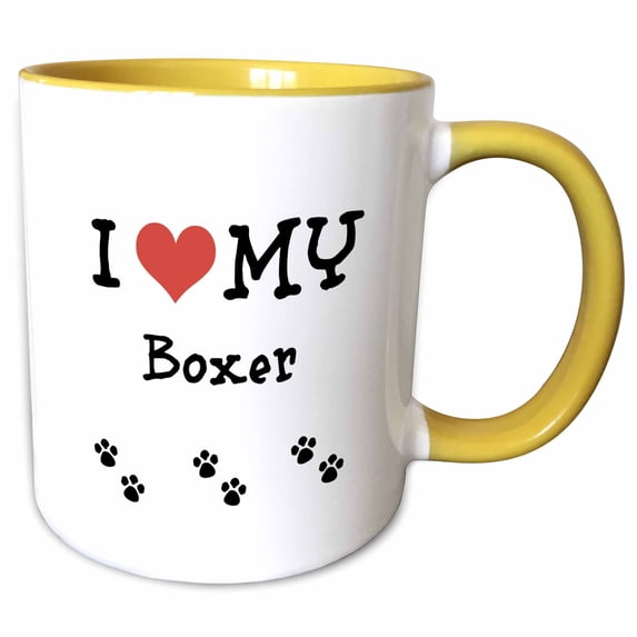 3drose, I Love My - Boxer, 11oz Two-tone Yellow Mug
