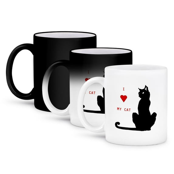 3dRose, I Love My Cat, 11oz Magic Transforming Mug