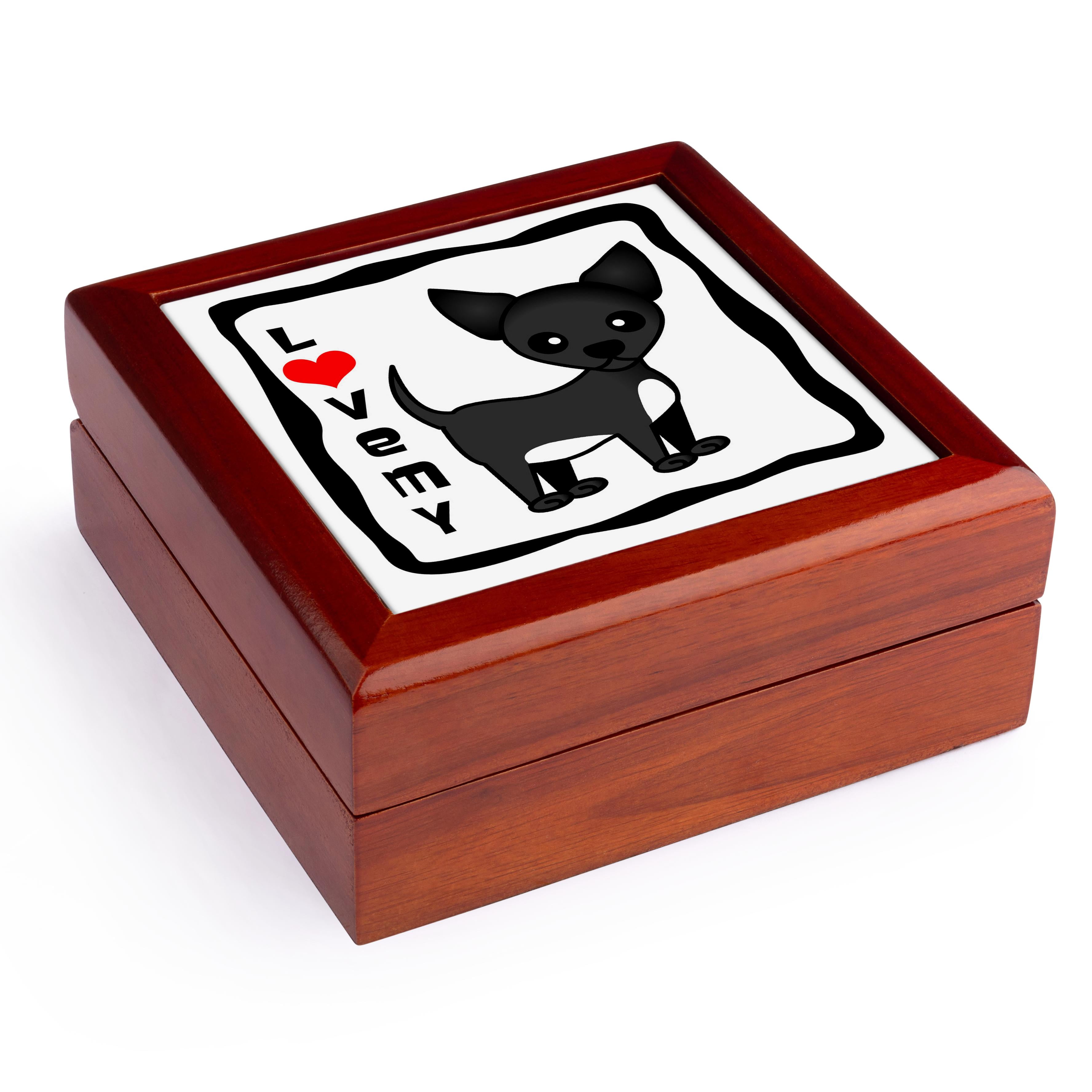 3dRose, I Love My Chihuahua Black, Jewelry Box 5.5x5.5 inch with 4 inch tile