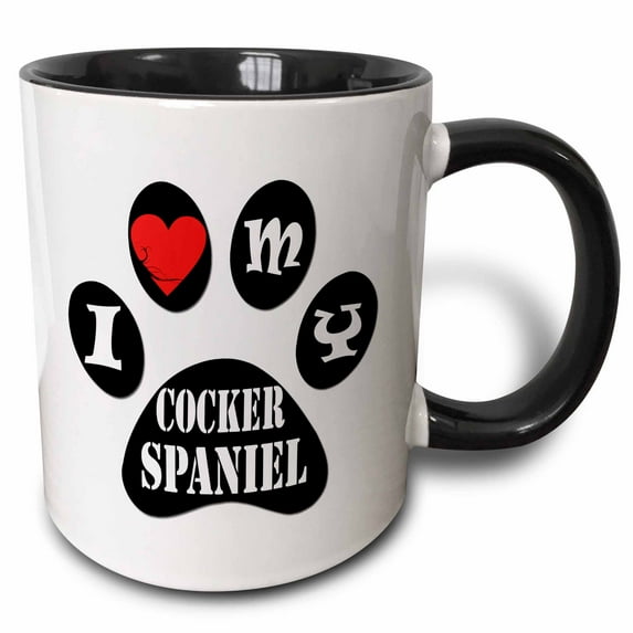 3drose, I Love My Cocker Spaniel. Puppy. Best Friend. Saying., 11oz Two-tone Black Mug
