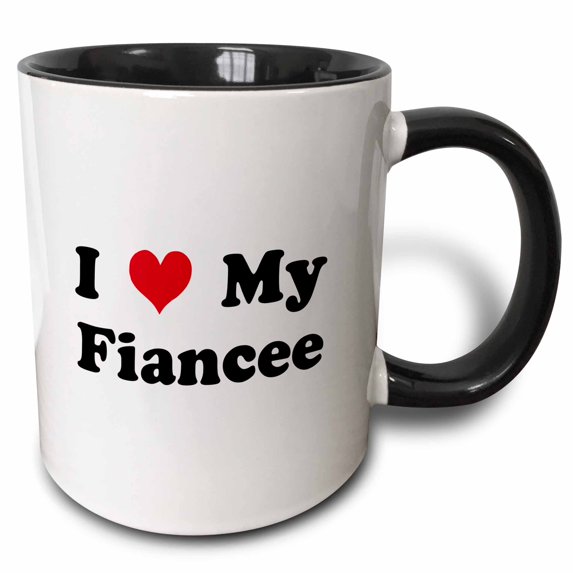 3drose, I Love My Fiancee, 15oz Two-tone Black Mug