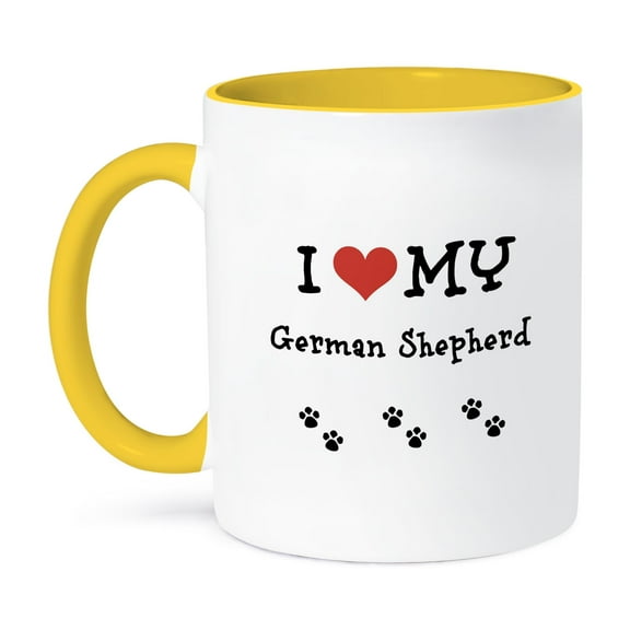 3dRose, I Love My - German Shepherd, 11oz Two-Tone Yellow Mug