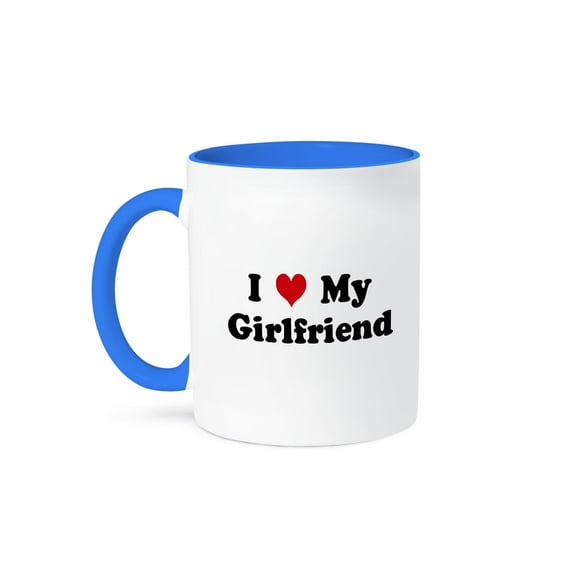 3dRose, I Love My Girlfriend, 11oz Two-Tone Blue Mug