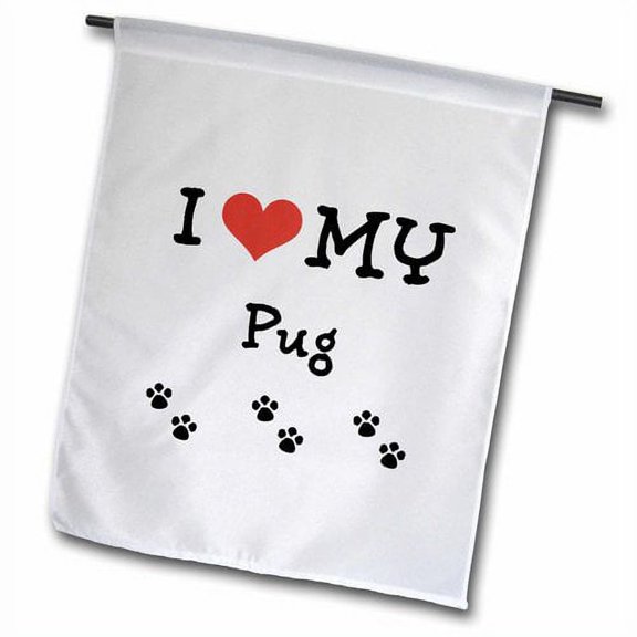 3dRose, I Love My - Pug, 12 x 18 inch Garden Flag