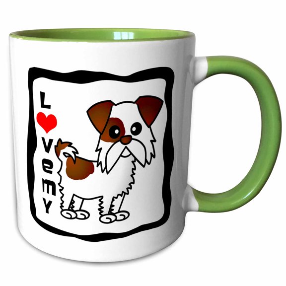 3drose, I Love My Shih Tzu Brown and White, 11oz Two-tone Green Mug