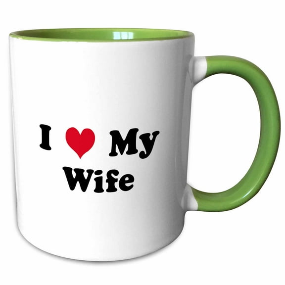 3drose, I Love My Wife, 11oz Two-tone Green Mug