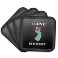 thumbnail image 1 of 3drose, I Love New Jersey with Heart on State, Green, Gray, White, and Red, Set of 4 Coasters - Soft, 1 of 7