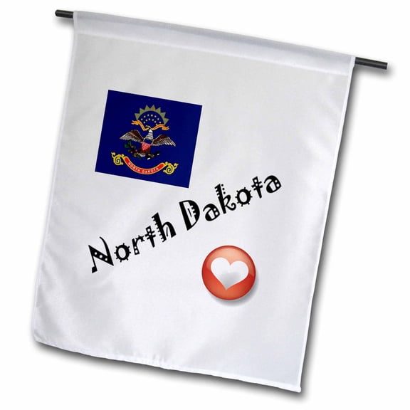 3dRose, I Love North Dakota, 12 x 18 inch Garden Flag