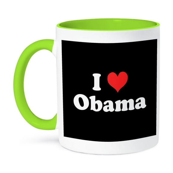 3dRose, I Love Obama, 11oz Two-Tone Green Mug