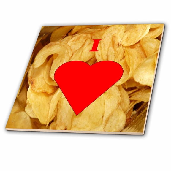 3dRose, I Love Potato Chips, 6 Inch Ceramic Tile