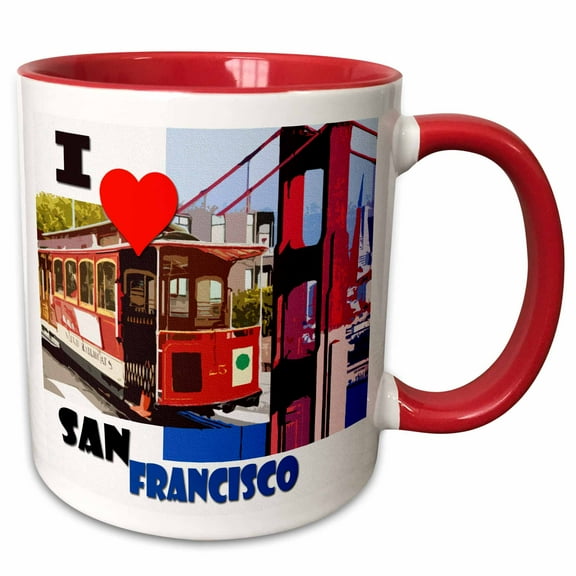 3drose, I Love San Francisco. California. Golden Gate Bridge., 11oz Two-tone Red Mug