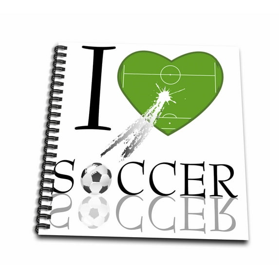 3dRose, I Love Soccer In Green , Drawing Book 8 x 8 inch
