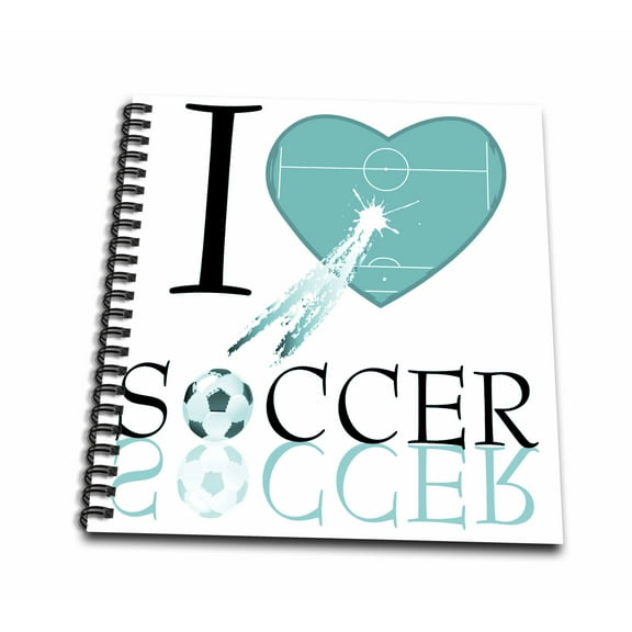 3dRose, I Love Soccer In Turquoise, Memory Book 12 x 12 inch