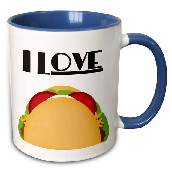 3drose, I Love Tacos Mexican Food Art, 15oz Two-tone Blue Mug