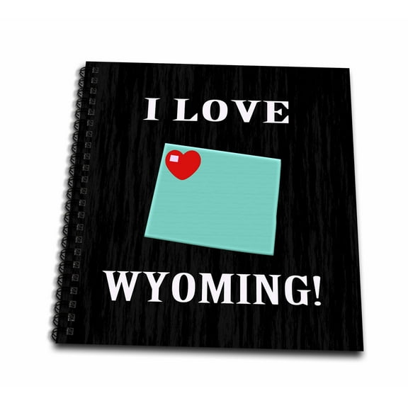3dRose, I Love Wyoming with a Heart on the State, Green, Black, and Red, Memory Book 12 x 12 inch