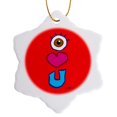 thumbnail image 1 of 3drose, I Love You, 3 inch Snowflake Porcelain Ornament, 1 of 7