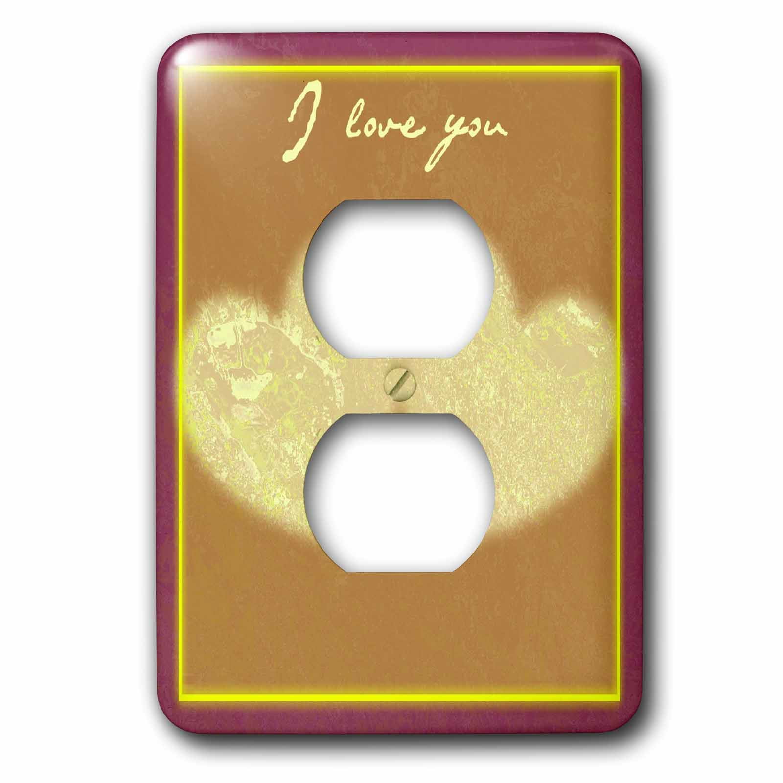 3dRose, I Love You Yellow Hearts- Romantic Art- Valentines, 2 plug outlet cover