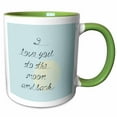 thumbnail image 1 of 3drose, I Love You to the Moon and Back, 11oz Two-tone Green Mug, 1 of 6