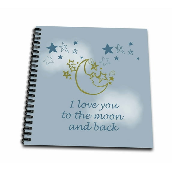 3dRose, I Love You to the moon and back , Drawing Book 8 x 8 inch