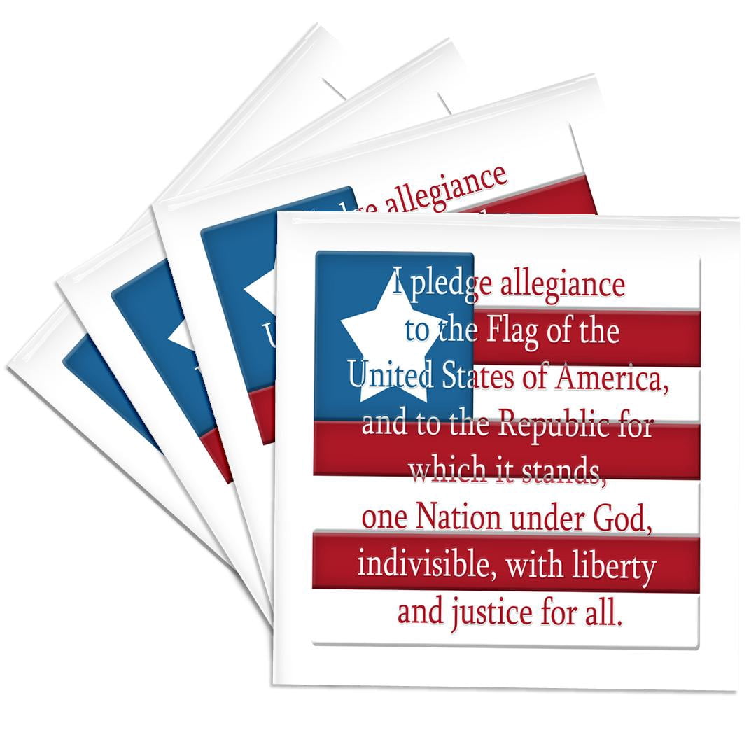 3drose, I Pledge of Allegiance on a Usa Flag, Set of 4 Ceramic Tile ...