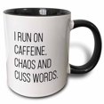 thumbnail image 1 of 3drose, I Run on Caffeine Chaos and Cuss Words, 15oz Two-tone Black Mug, 1 of 6