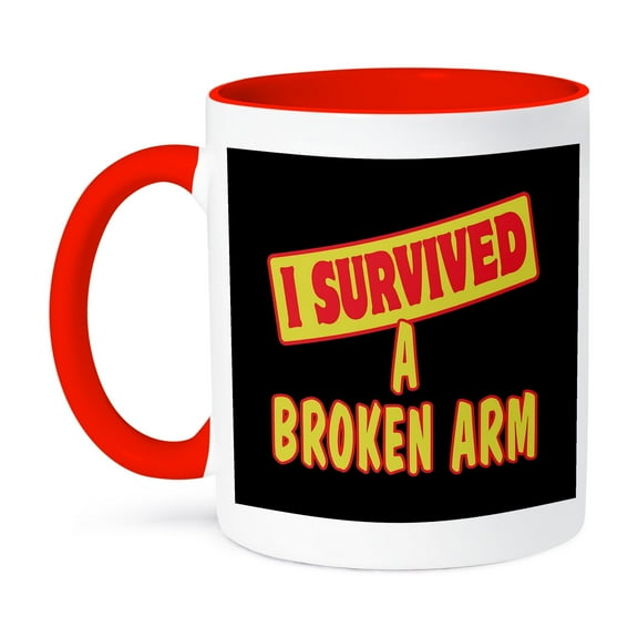 3dRose, I Survived A Broken Arm Survial Pride And Humor Design, 11oz Two-Tone Red Mug