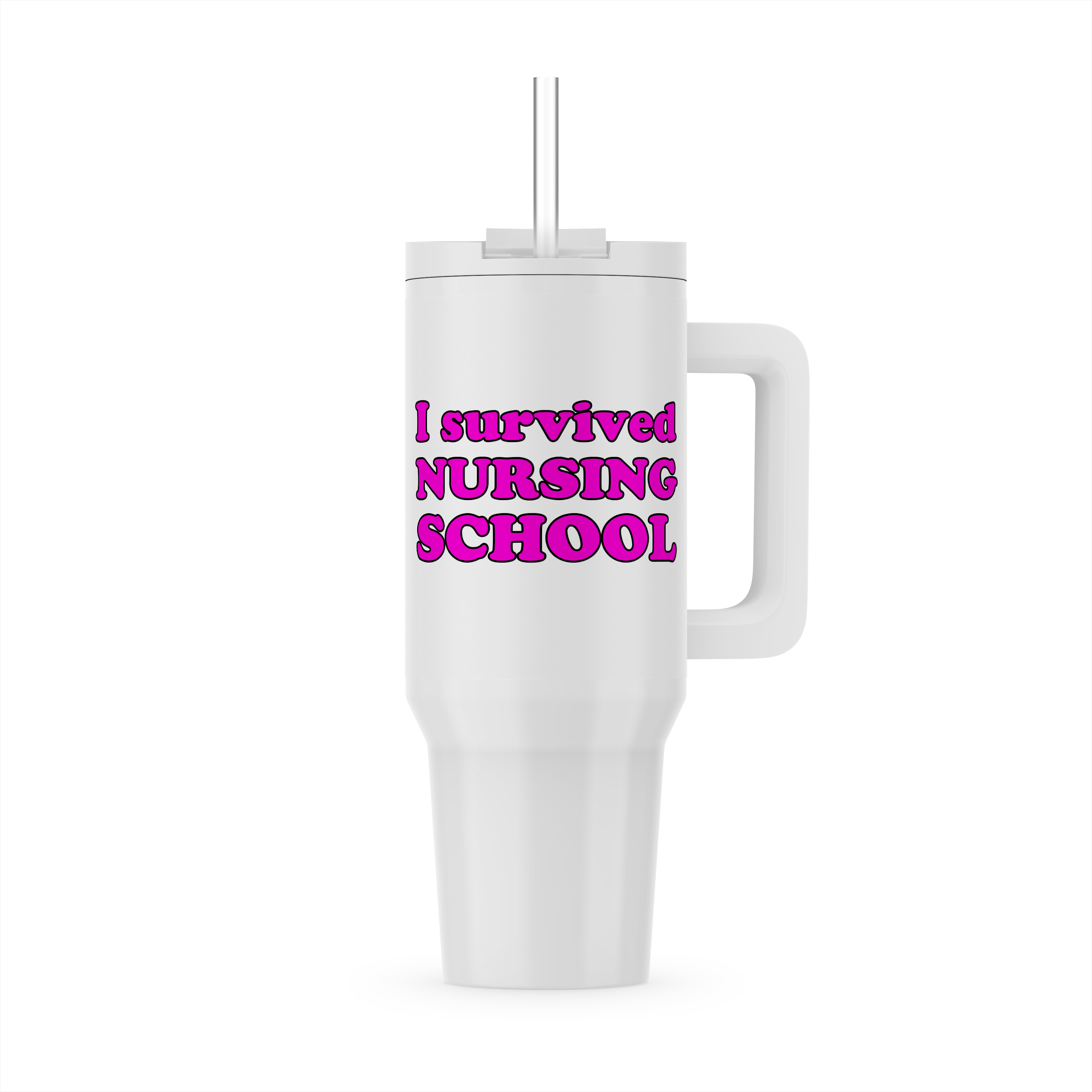 3dRose, I Survived Nursing School Pink, 30oz Tumbler